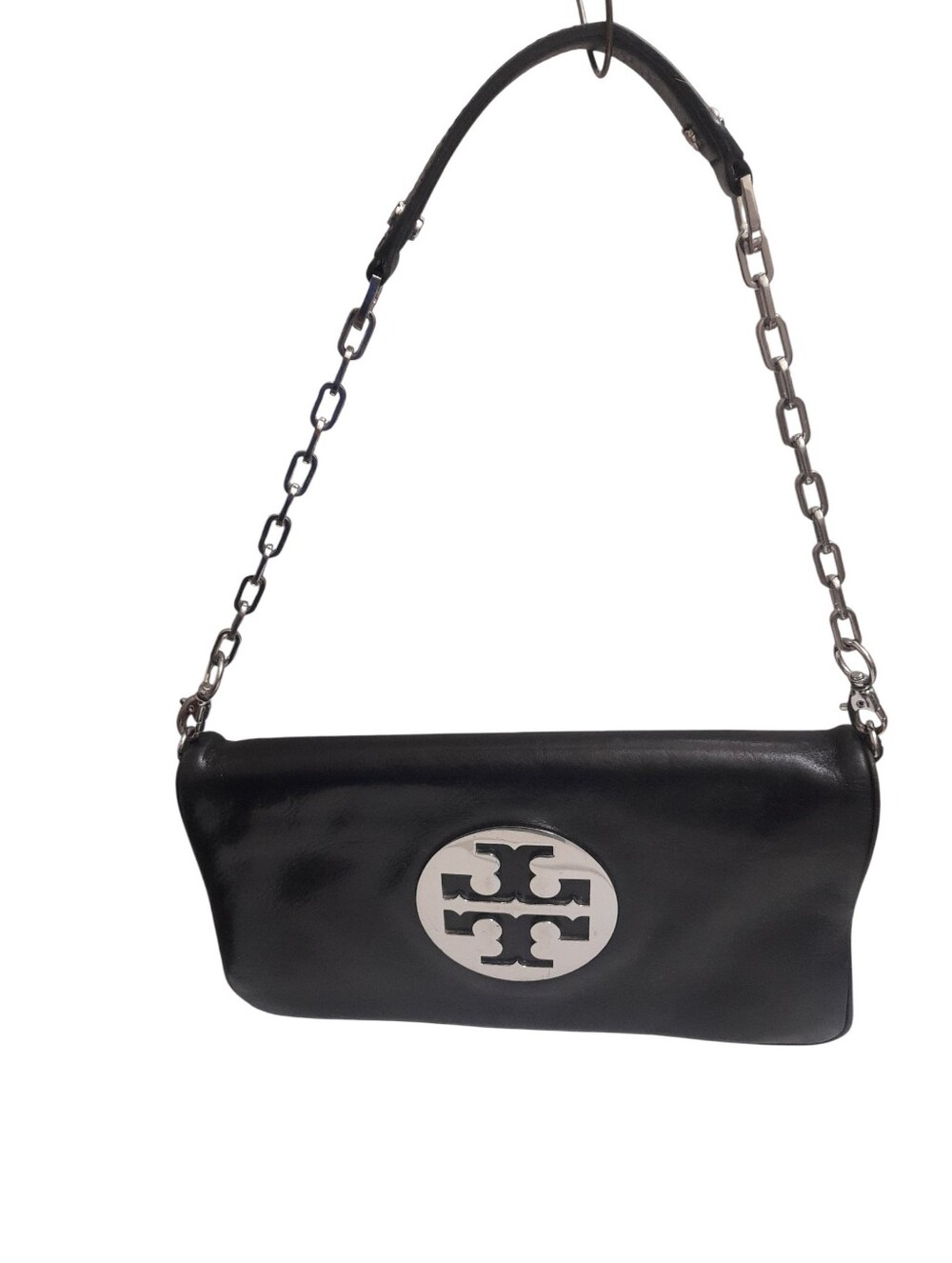 Tory Burch Black Leather Logo Shoulder Bag